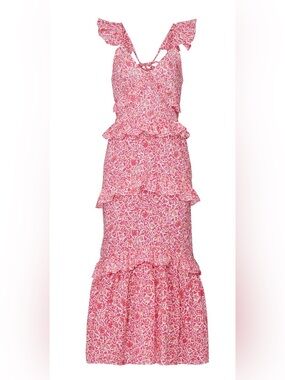 Misa Los Angeles Pink Floral Ruffled Maxi Dress for Kids